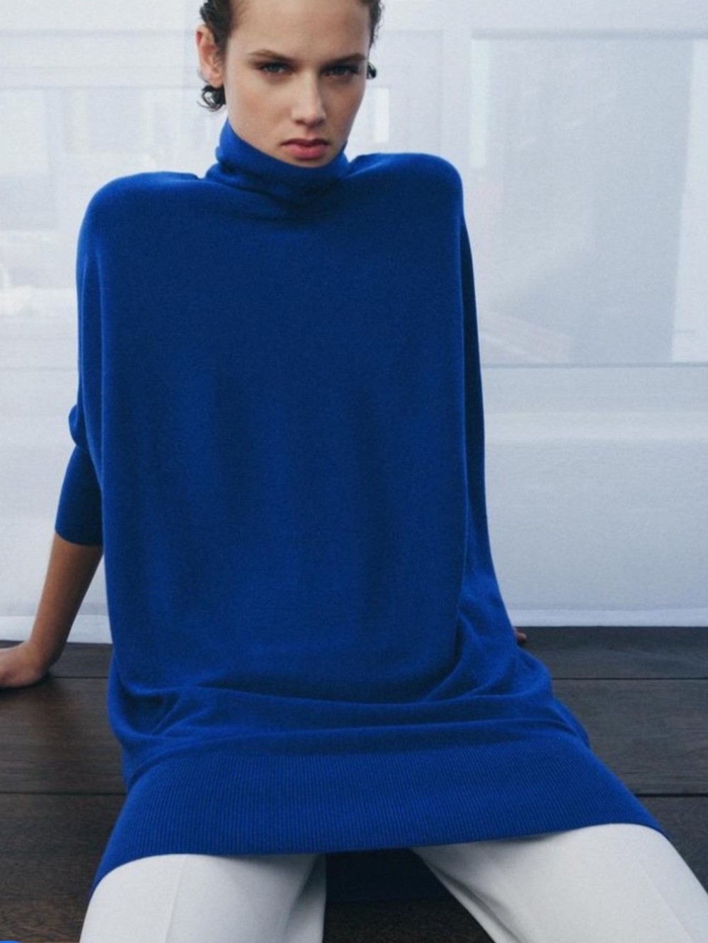 ZARA LONG WOOL BLEND BATWING SLEEVE JUMPER,